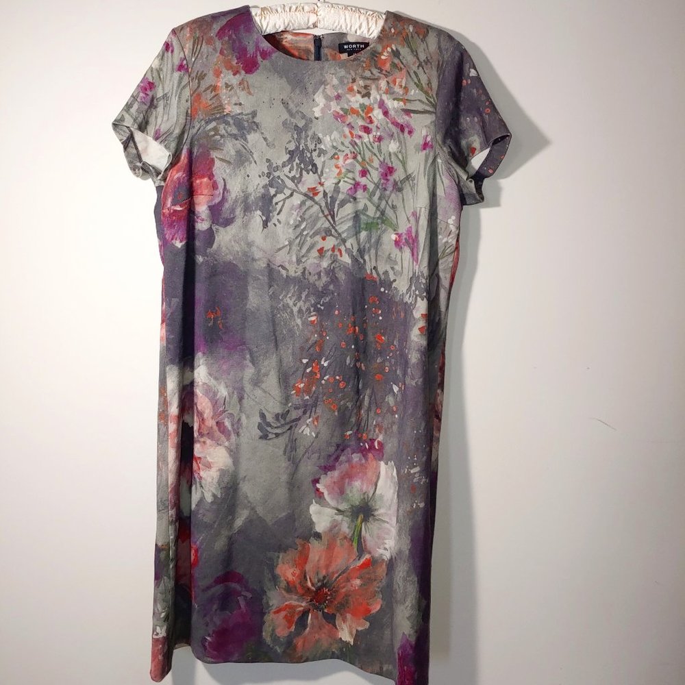 Worth New York Wool blend Short Sleeve Dress Size 12 Multicolored Floral…